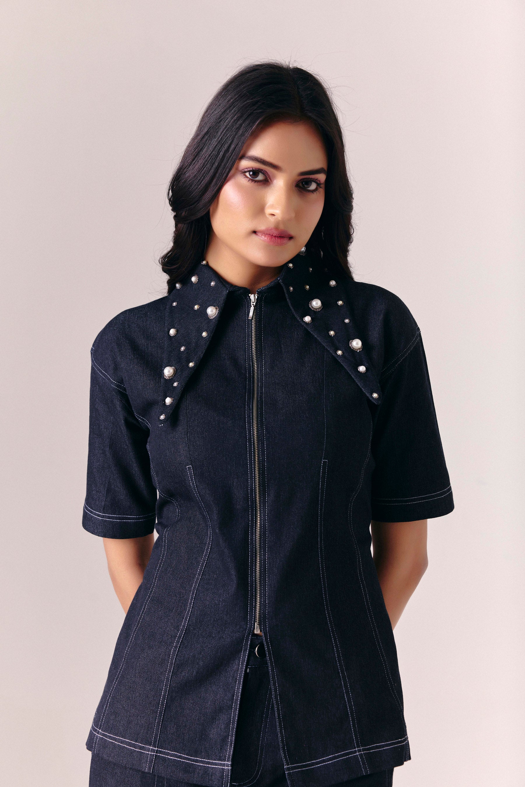 Etoile Corset Jacket With Noir Flare Pants