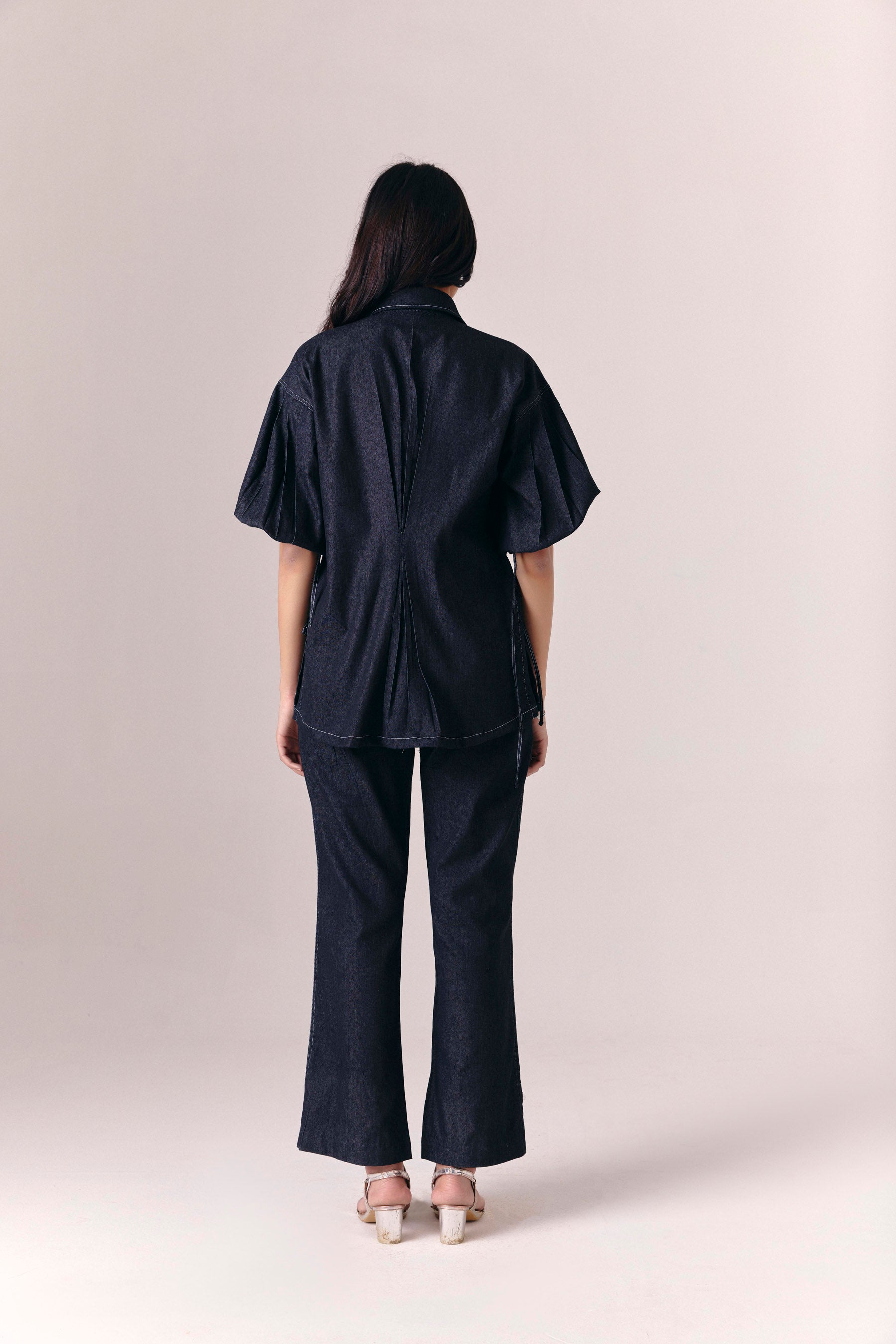Midnight Pearl Shirt with Noir Flare Pants